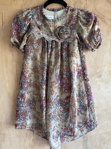 Bonnie Jean Floral Smocked Dress, Girls 6x, Tan, Floral. Collared, CottageCore - Picture 1 of 9