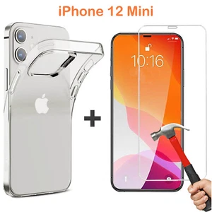 For Apple iPhone 12 Mini Clear Case Cover and Tempered Glass Screen Protector - Picture 1 of 9
