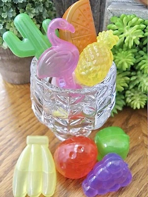 New Fun MINI Strawberry,  Fruit, Flamingo, Cactus Reusable Ice Cube Set of 8 - Image 1 of 4