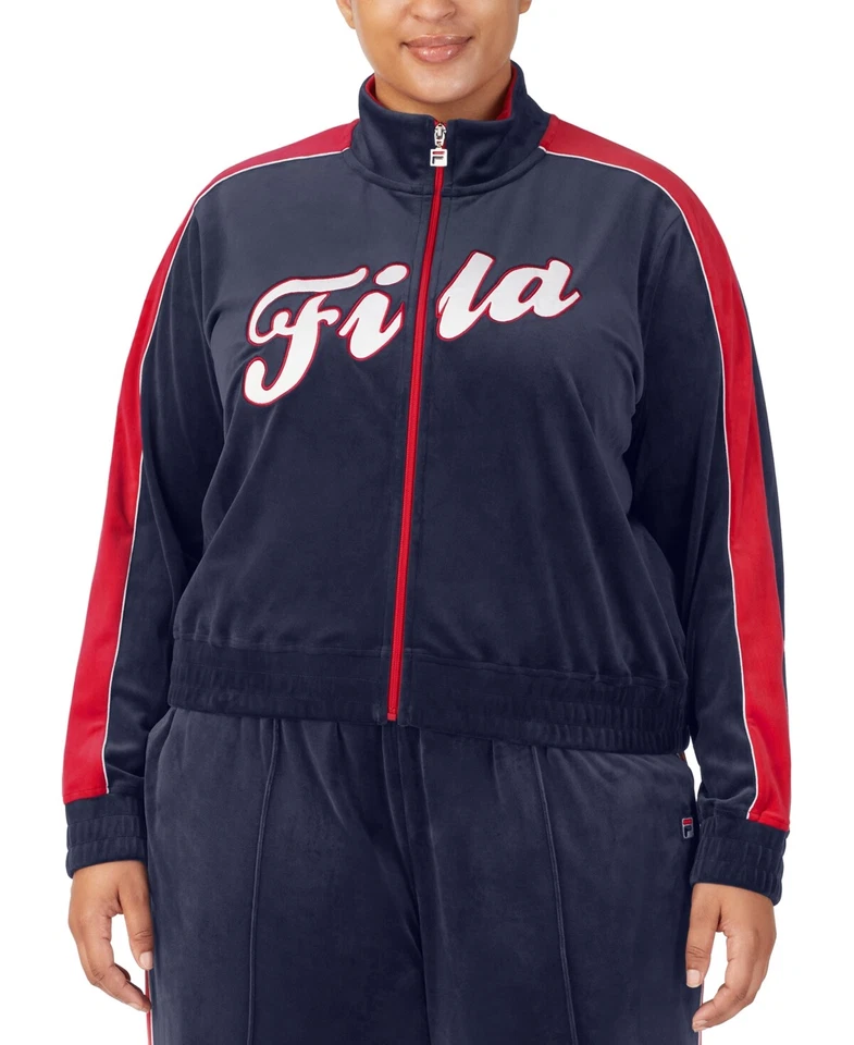 Jaqueta de veludo MSRP $70 Fila plus size logotipo valery com zíper frontal azul marinho tamanho 4X - Imagem 1 de 1