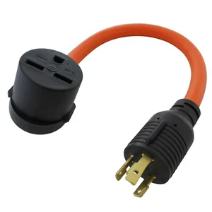 1.5ft 30A NEMA L6-30P to 30A NEMA 6-30R 250V Flexible Adapter Cord by AC WORKS® - Picture 1 of 4
