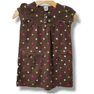 Carter's girls brown polka colorful dots corduroy dress - size 4 - Picture 1 of 6