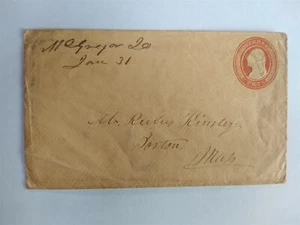 Iowa: McGregor 1850s 3c Nesbitt copertina intera, Ms, Clayton Co a Boston - Foto 1 di 2