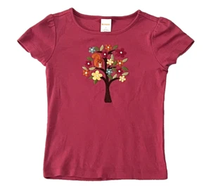 Top camicia rosa Gymboree ricamato albero scoiattolo maniche corte bambina 4 - Foto 1 di 4