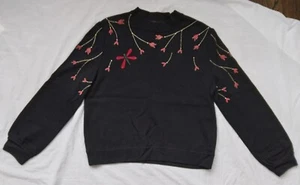 ST. JOHN Collection Mock Neck Sweater Black Dragonfly Long Sleeve Womens Large  - Picture 1 of 11