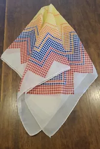 Vintage 1960-70s Groovy Mid-Mod Polka-dot Scarf 27 "Square Nylon Yellow Orange - Picture 1 of 18