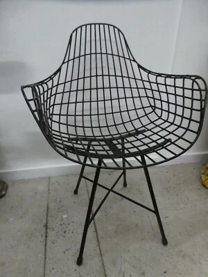 SILLÓN DE METAL DE MALLA DE ALAMBRE ORIGINAL VINTAGE TALLADOR AÑOS 60 MEADMORE MICHAEL HIRST Foto 1 de 4