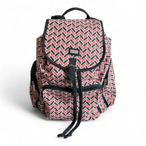 Ame & Lulu Tennis Rucksack rot marine geometrisch Canvas Kordelzug groß Tenniscore - Bild 1 von 9