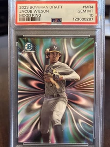 Bowman Draft Jacob Wilson Mood Ring Refractor 2023 RC MR4 PSA 10 gemas como nuevo  - Imagen 1 de 5