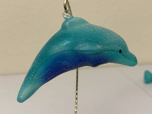 Radko BLUE DOLPHIN Transparent FROSTED Ornament 95-238-1  6" USED “B” - Picture 1 of 9