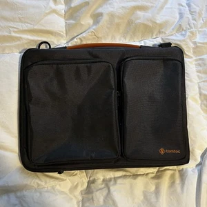 Tomtoc Noir Sacoche Tablette Ordinateur Portable 3 Compartiments Rembourré Étui Ordinateur Poches Zip - Photo 1/4