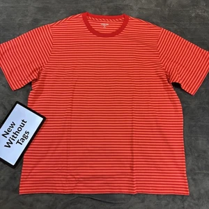 Camisa Lands End Para Hombres 2XL Camiseta Roja Rayas Super-T Manga Corta Algodón Cuello Redondo - Imagen 1 de 8