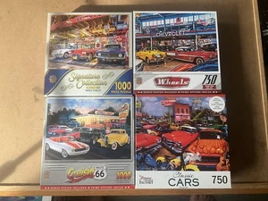 Master Pieces 750/1000 Teile Puzzle Räder Muscle Car 4 Stück - Bild 1 von 7