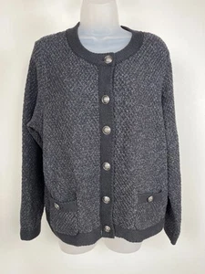 Torrid Strickjacke Pullover Damen Gr. 1X schwarz grau gesprenkelt Strick Taschen - Bild 1 von 13