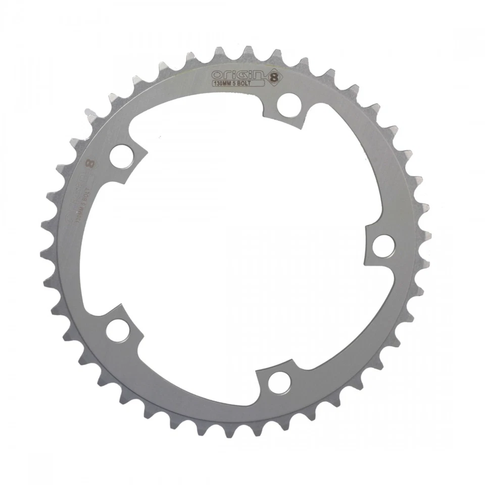 Origin8 Blade Chainring 38t 130 BCD 5-Bolt 8/9-Speed Aluminum Silver Road MTB - Image 1 of 1
