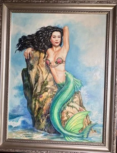 Mermaid : Original Painting - L.W. Perkins “Basking” - Picture 1 of 15