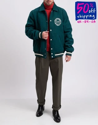 RRP€183 LEE Bomber Jacket Size M Wool Blend Padded Embroidered Logo Collared - Image 1 of 4