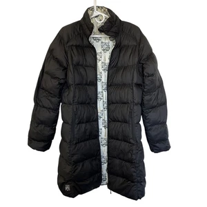 Oiselle Two Fly Reversible Long Puffer Jacket Black Tiger Face Print Size M - Picture 1 of 12