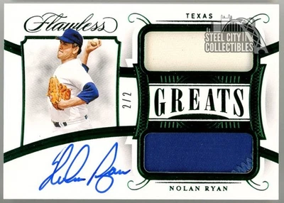 Tarjeta automática parche doble esmeralda Panini Flawless Greats 2020 de Nolan Ryan #GDM-NR 2/2 Foto 1 de 2