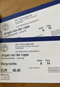 2x Ticket für Jürgen von der Lippe ❌ Wühlmäuse Berlin 11.6.25 Lesung Sextextsext - Bild 1 von 2