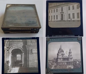 Restposten 10x antike Glas Zauber Laterne Dias gemischte Themen - Bild 1 von 12