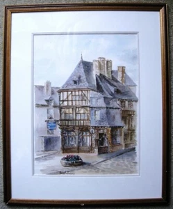 SCHÖNES AQUARELL FACHWERKHAUS DINAN Y. LEFRANCOIS - Bild 1 von 6