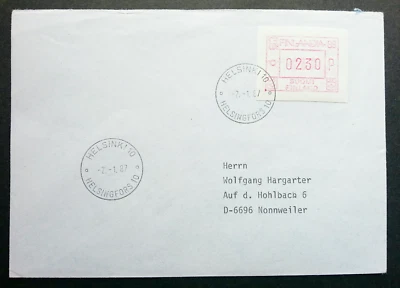 [SJ] Finland FINLANDIA 88 1987 ATM (Frama Label cover) *addressed - Image 1 of 4