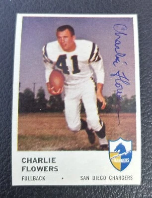 CHARLIE FLOWERS  Signed Autographed 1961 Fleer  card #156 San Diego Chargers COA - Image 1 of 2