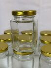 17 Pack 4 Oz Clear Hexagon Spice Jars Small Glass Jars with Lids (Golden) Mason