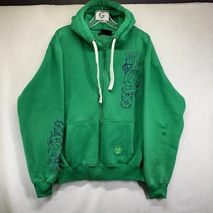 Celtic Ireland Hoodie mit durchgehendem Reißverschluss Herren Größe Large bestickt Raben grün schwer - Bild 1 von 23