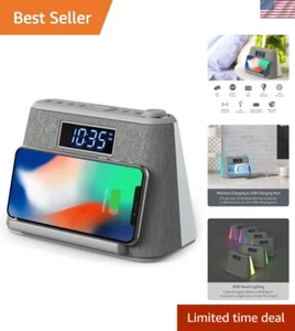 Digital Alarm Clock Radio, Bedside LCD Alarm Clock with USB Charger & Wireles... - Picture 1 of 9