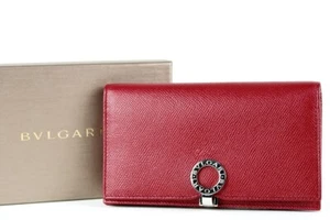 BVLGARI Unused B-Zero metal fittings bi-fold long wallet red leather wa002084 - Picture 1 of 8