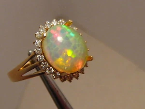 2.75 ct. Welo opal & diamond ring , solid 14k  gold - Picture 1 of 10