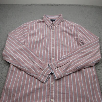 American Eagle Shirt Mens XLT Pink Blue Striped Long Sleeve Button Up Preppy - Image 1 of 4