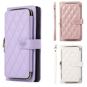 Solid Color Zip Leather Flip Wallet Case Phone Case Cover for Huawei P30 P20 P10 - Picture 1 of 18
