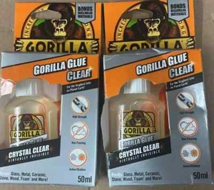 2 x 50 ml GORILLA PEGAMENTO TRANSPARENTE Resistente Interior/Exterior Para Vidrio Madera Metal Cerámica NE - Imagen 1 de 5