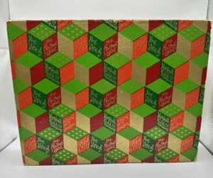 Vintage Marshall Fields Gift Box 8.5x6.5 Red Green Geometric Design - Picture 1 of 19