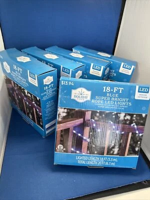 Holiday Time 18 FT Blue Super Bright Rope LED Lights 18 FT Long Lotus Of 5 - Image 1 of 3