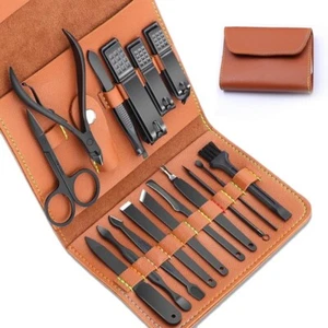 16 Pieces Stainless Steel Professional Nail Care Tools with Travel Leather Case - Picture 1 of 6