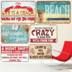 Life Is A Beach Tin Signs Vintage Metal Plaque Bar Outdoor Decorative Stickers - Picture 1 of 28