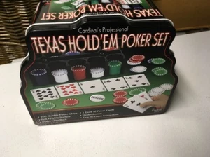 Texas Hold 'Em Poker Set Cardinal’s Professional Tin Set Book Shelf Game - NOS - Picture 1 of 10