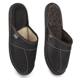 Wolmar Hausschuhe Leder Herren schwarz un-/gefüttert bis Gr. 50 Pantoffel filsko
