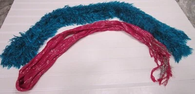 Lote de 2 bufandas para niñas 1 verde azulado oscuro difuso y 1 rosa brillante con plata Foto 1 de 2