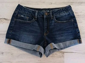 So Shortie Shorts Womens Juniors Low Rise Pockets Stretch Blue Size 7 - Picture 1 of 10