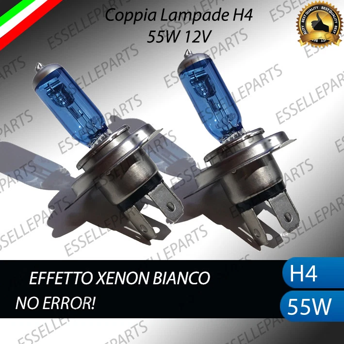 2 LAMPADINE H4 BLUE EFFETTO XENON FIAT PANDA BIANCO ANABBAGLIANTE + ABB - Immagine 1 di 1