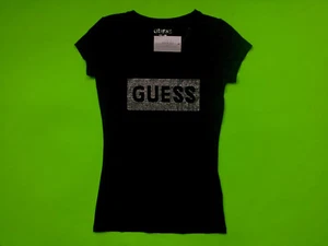 GUESS Los Angeles Women’s Short Sleeve T-Shirt Size MEDIUM Black w/Silver - Picture 1 of 12