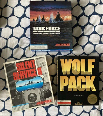 Task Force/Wolf Pack/Silent Service II PC Game 3.5 5.25 DOS Big Box Lot VGC++ - Image 1 of 4