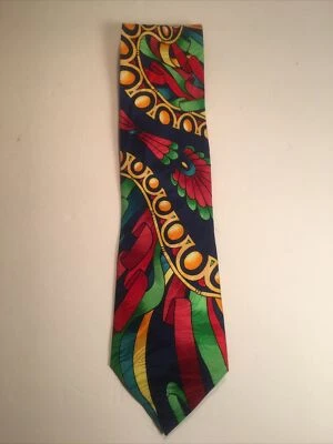 CORBATA DE SEDA RUSH LIMBAUGH SIN FRONTERAS AÑOS 90 ROJA AZUL ABSTRACTA EE. UU. Foto 1 de 4