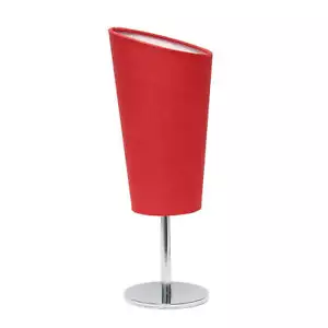 Simple Designs Metal Mini Table Lamp in Chrome with Red Shade - Picture 1 of 8
