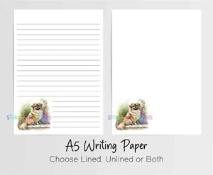 Tibetischer Spaniel Hund. GSD, A5 Schreibpapier und Schreibwaren Hund Geschenk liniert Brieffreundin - Bild 1 von 1